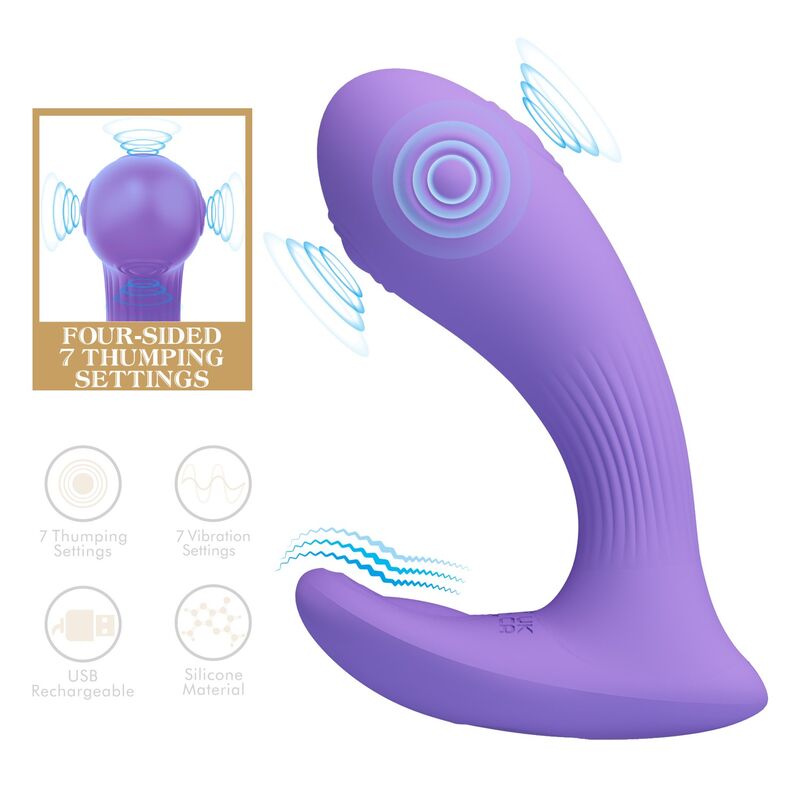PRETTY LOVE - ANDROMEDA VIBRADOR DE DOBLE ESTIMULACIÓN RECARGABLE MORADO - Imagen 10