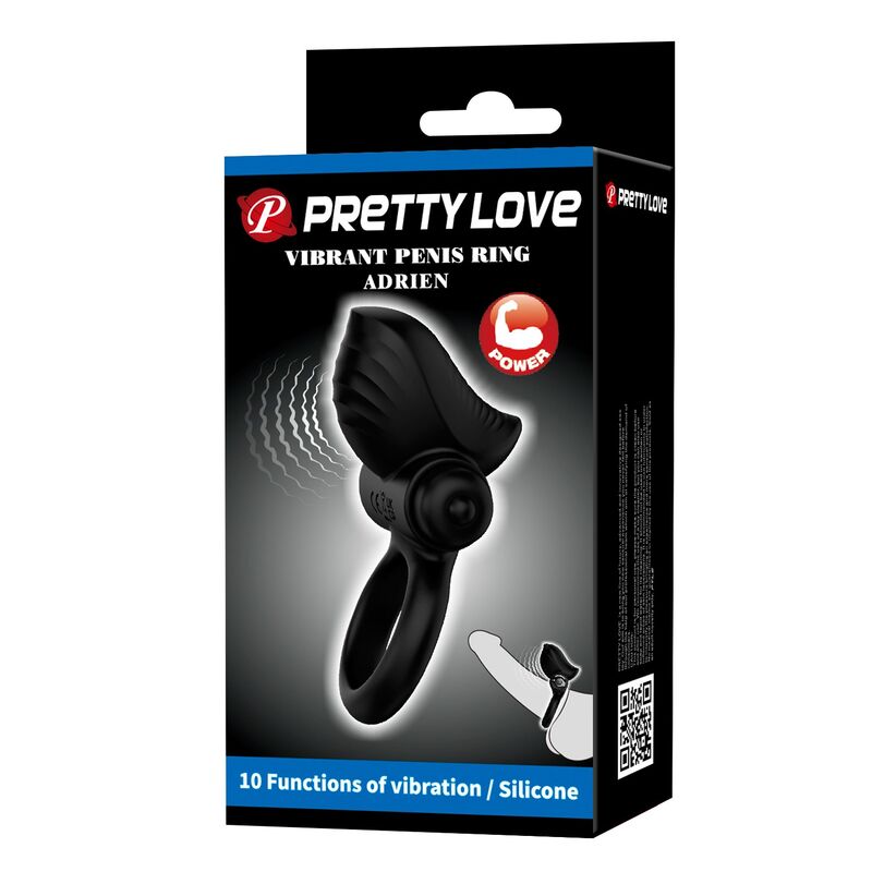 PRETTY LOVE - ANILLO VIBRADOR PARA PENE ADRIEN 10 FUNCIONES NEGRO - Imagen 2