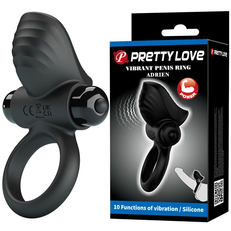 PRETTY LOVE - ANILLO VIBRADOR PARA PENE ADRIEN 10 FUNCIONES NEGRO - Imagen 6