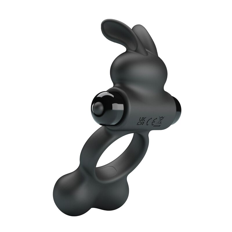 PRETTY LOVE - ANILLO VIBRADOR PARA PENE CON ESTIMULADOR DE CONEJITO 10 FUNCIONES NEGRO - Imagen 10