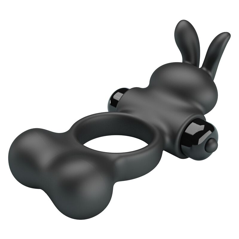 PRETTY LOVE - ANILLO VIBRADOR PARA PENE CON ESTIMULADOR DE CONEJITO 10 FUNCIONES NEGRO - Imagen 11