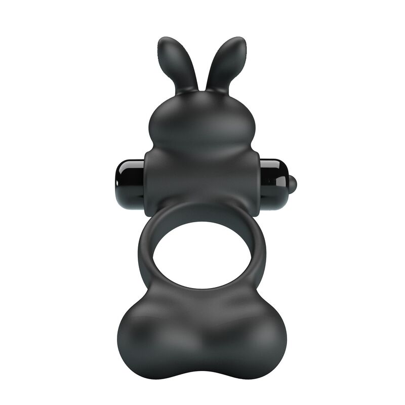 PRETTY LOVE - ANILLO VIBRADOR PARA PENE CON ESTIMULADOR DE CONEJITO 10 FUNCIONES NEGRO - Imagen 7