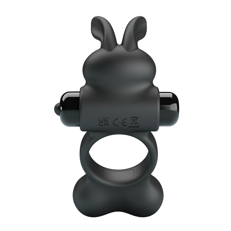 PRETTY LOVE - ANILLO VIBRADOR PARA PENE CON ESTIMULADOR DE CONEJITO 10 FUNCIONES NEGRO - Imagen 9