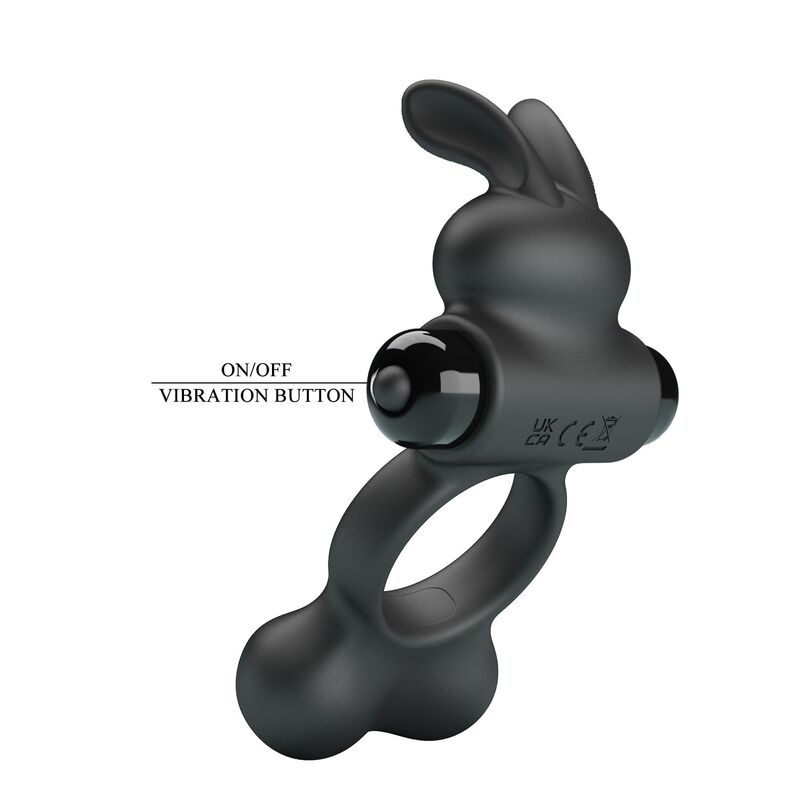 PRETTY LOVE - ANILLO VIBRADOR PARA PENE CON ESTIMULADOR DE CONEJITO 10 FUNCIONES NEGRO - Imagen 5
