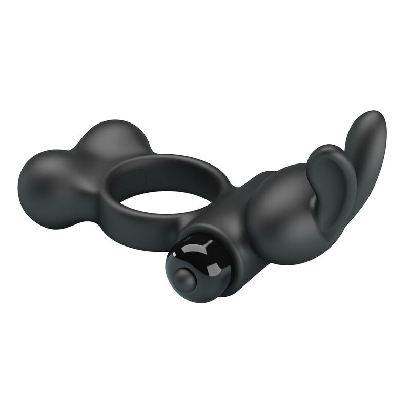 PRETTY LOVE - ANILLO VIBRADOR PARA PENE CON ESTIMULADOR DE CONEJITO 10 FUNCIONES NEGRO - Imagen 3