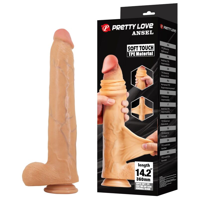PRETTY LOVE - ANSEL DILDO REALÍSTICO 36 CM Ø 4,8 CM TPE COLOR NATURAL - Imagen 6