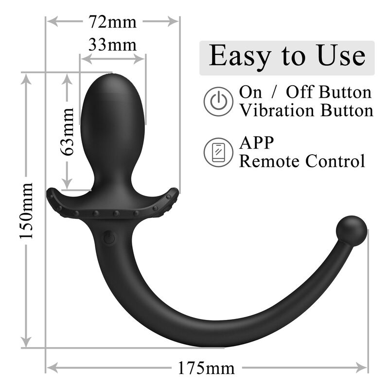 PRETTY LOVE - ANTHONY VIBRADOR ANAL Y PERINEAL APP CONTROL NEGRO - Imagen 16