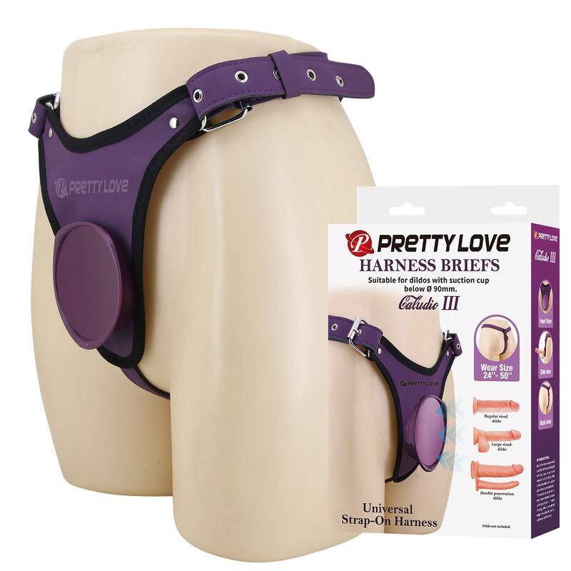 PRETTY LOVE - ARNÉS UNIVERSAL TIPO BRAGA PARA STRAP-ON MORADO Y NEGRO - Imagen 4