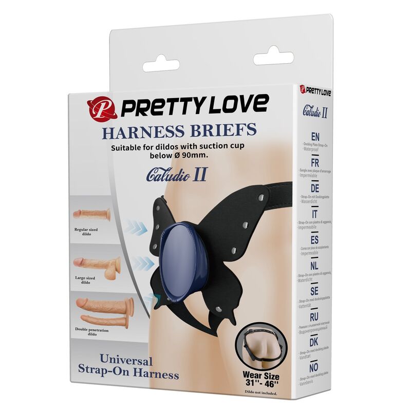 PRETTY LOVE - ARNÉS UNIVERSAL TIPO BRAGA PARA STRAP-ON NEGRO Y AZUL - Imagen 5