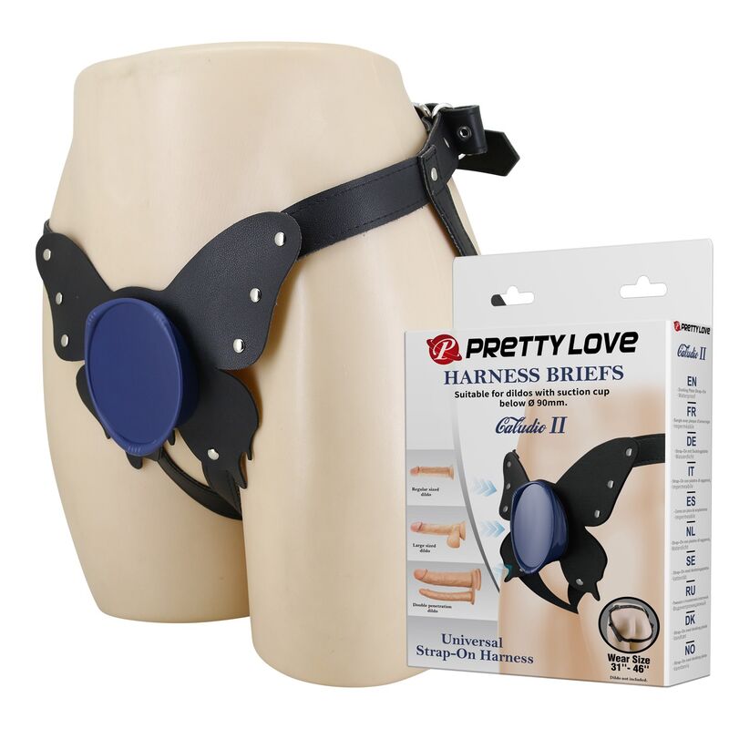 PRETTY LOVE - ARNÉS UNIVERSAL TIPO BRAGA PARA STRAP-ON NEGRO Y AZUL - Imagen 4
