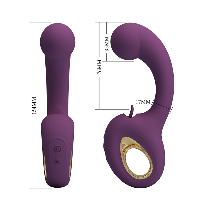 PRETTY LOVE - BRYNNLEE VIBRADOR CON ESTIMULADOR ORAL RECARGABLE 10 VIBRACIONES Y 5 FUNCIONES DE LAMIDO MORADO - Imagen 4