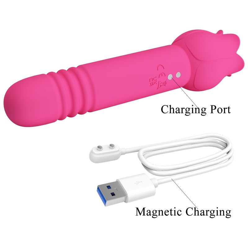 PRETTY LOVE - CHALEY VIBRADOR CON ESTIMULACIÓN ORAL, EMPUJE Y CLITORAL RECARGABLE ROSA - Imagen 10