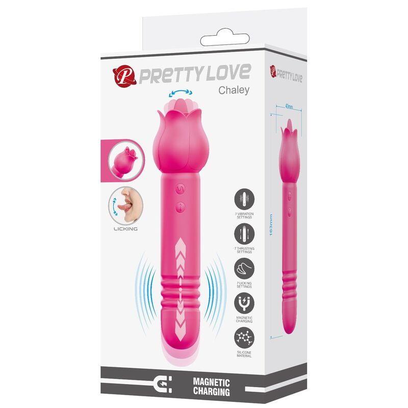 PRETTY LOVE - CHALEY VIBRADOR CON ESTIMULACIÓN ORAL, EMPUJE Y CLITORAL RECARGABLE ROSA - Imagen 2