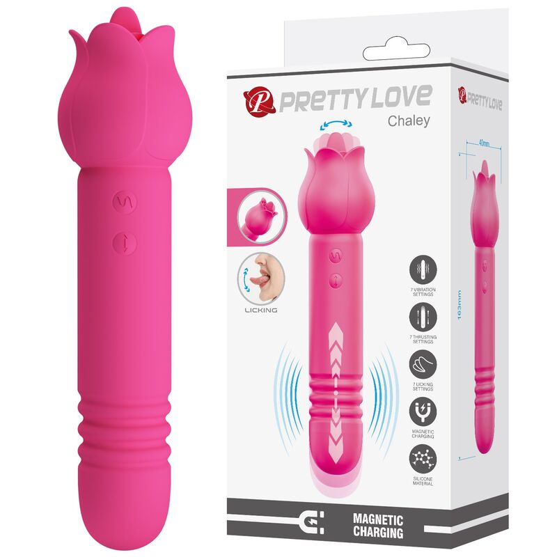 PRETTY LOVE - CHALEY VIBRADOR CON ESTIMULACIÓN ORAL, EMPUJE Y CLITORAL RECARGABLE ROSA - Imagen 6