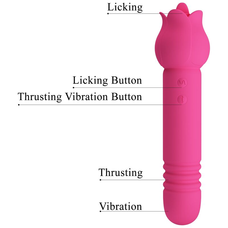 PRETTY LOVE - CHALEY VIBRADOR CON ESTIMULACIÓN ORAL, EMPUJE Y CLITORAL RECARGABLE ROSA - Imagen 5