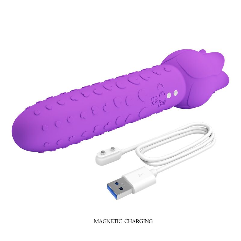PRETTY LOVE - DANNELL VIBRADOR CON ESTIMULACIÓN ORAL Y CLITORAL RECARGABLE MORADO - Imagen 11
