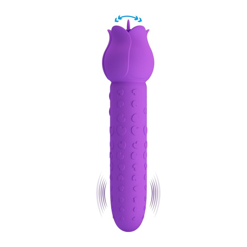 PRETTY LOVE - DANNELL VIBRADOR CON ESTIMULACIÓN ORAL Y CLITORAL RECARGABLE MORADO - Imagen 3
