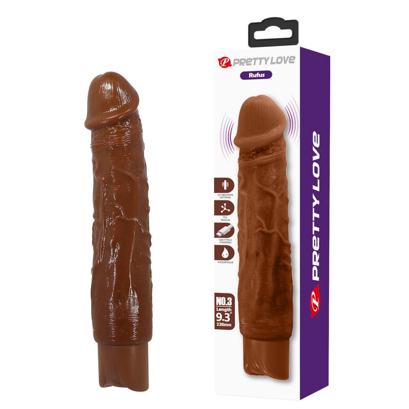 PRETTY LOVE - DUKE VIBRADOR REALÍSTICO 23,5 CM Ø 4,8 CM COLOR MARRÓN - Imagen 7