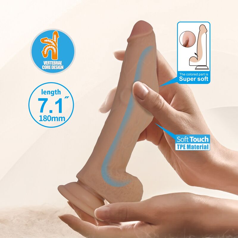 PRETTY LOVE - ELLCUMENT DILDO REALÍSTICO FLEXIBLE 18 CM Ø 4,5 CM TPE COLOR NATURAL - Imagen 3