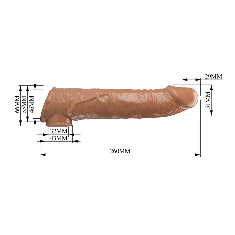 PRETTY LOVE - FUNDA EXTENSORA PARA PENE AJUSTABLE 26 CM Ø 4 CM COLOR MARRÓN - Imagen 4