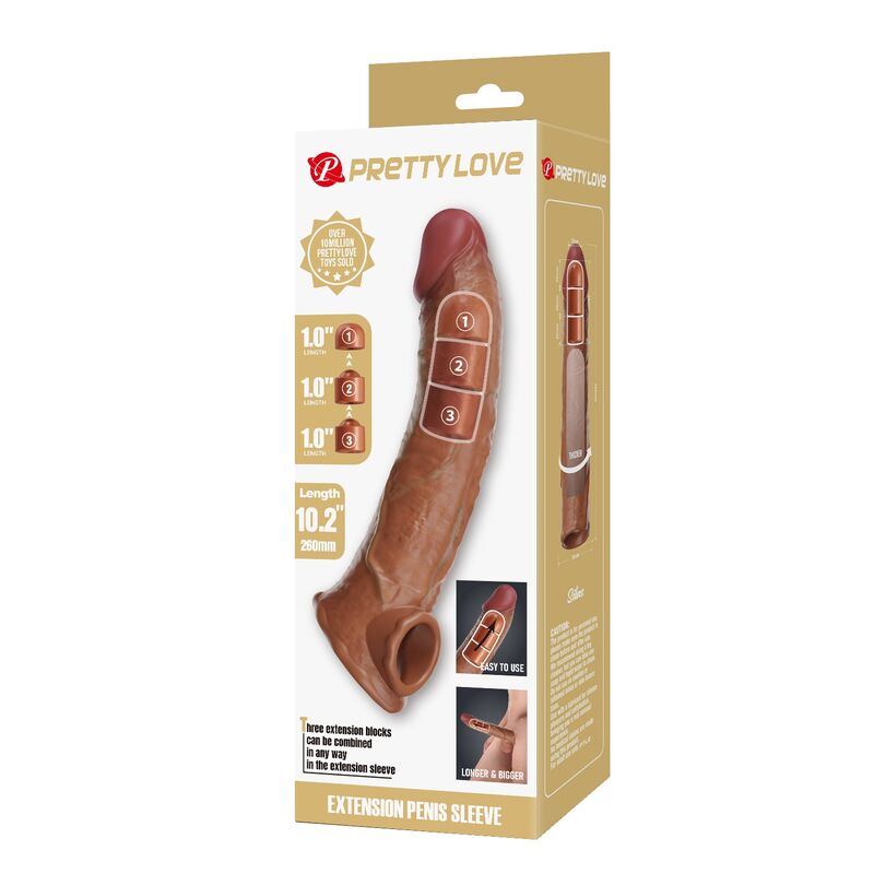 PRETTY LOVE - FUNDA EXTENSORA PARA PENE AJUSTABLE 26 CM Ø 4 CM COLOR MARRÓN - Imagen 8