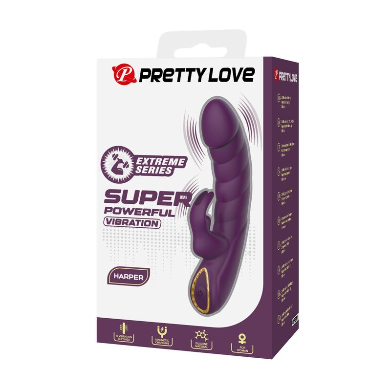 PRETTY LOVE - HARPER VIBRADOR RABBIT RECARGABLE 10 FUNCIONES MORADO - Imagen 10