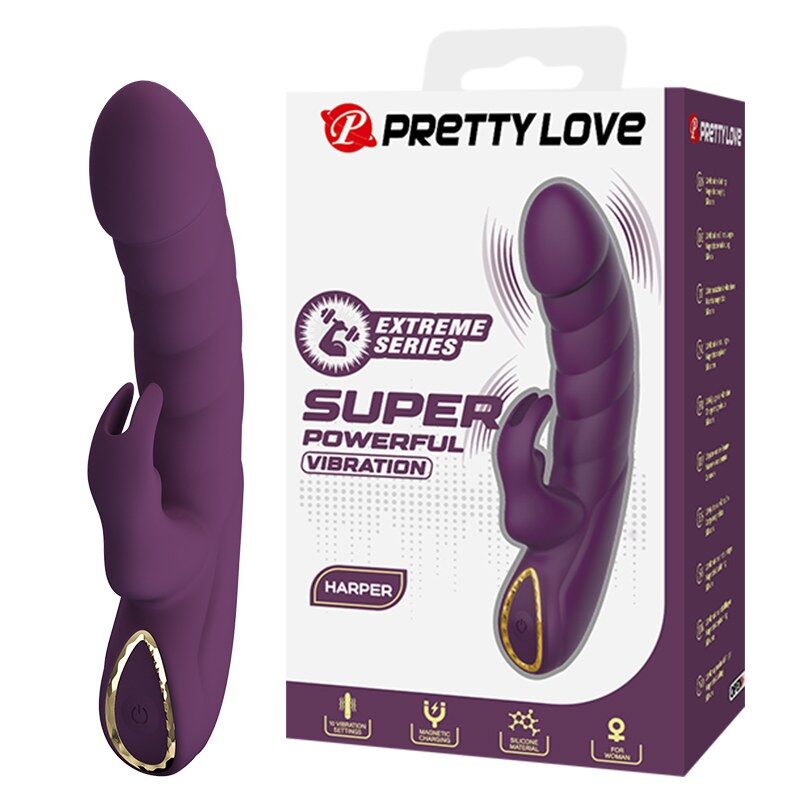 PRETTY LOVE - HARPER VIBRADOR RABBIT RECARGABLE 10 FUNCIONES MORADO - Imagen 7