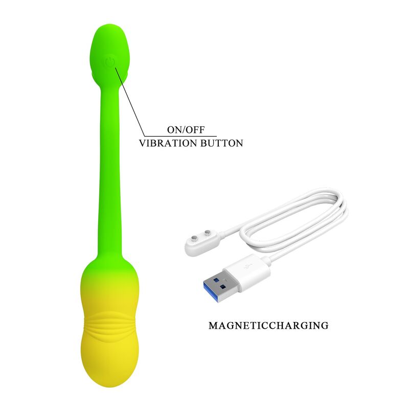PRETTY LOVE - HUEVO VIBRADOR PULSEN CONTROL APP 12 FUNCIONES RECARGABLE USB VERDE-AMARILLO - Imagen 14