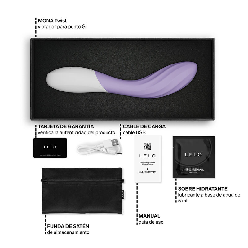 LELO - MONA TWIST VIBRADOR PARA PUNTO G RECARGABLE APP CONTROL LAVANDA - Imagen 7