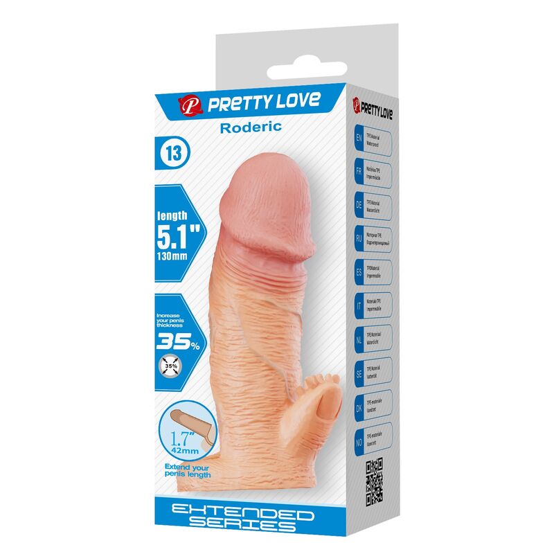 PRETTY LOVE - RODERIC FUNDA PARA PENE EXTENSORA 13 CM Ø 3,8 CM COLOR NATURAL - Imagen 2