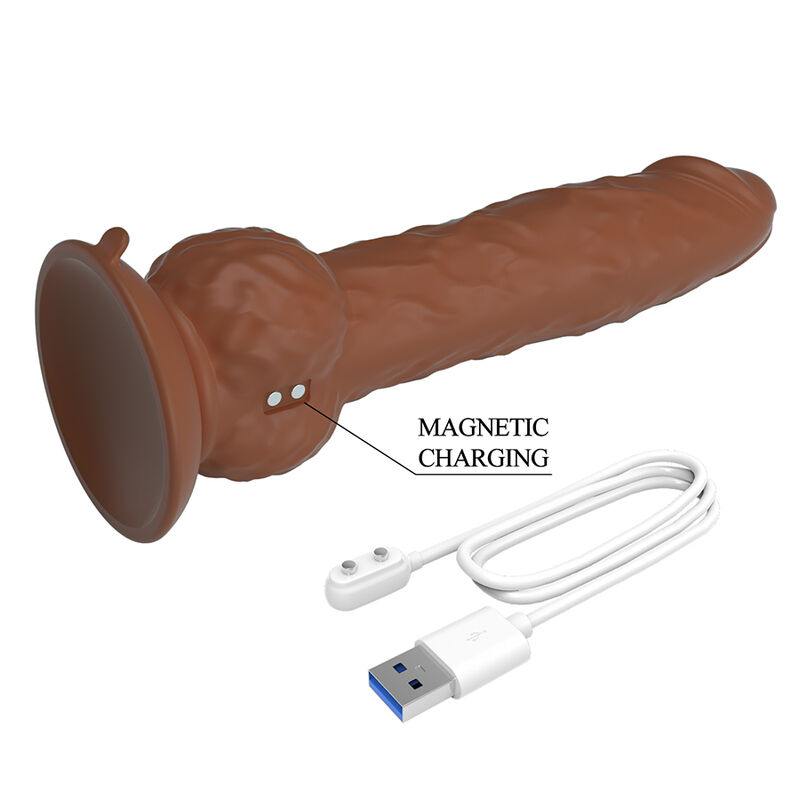 PRETTY LOVE - EREN DILDO VIBRADOR CON EMPUJE 20,5 CM Ø 4,5 CM MARRÓN - Imagen 3