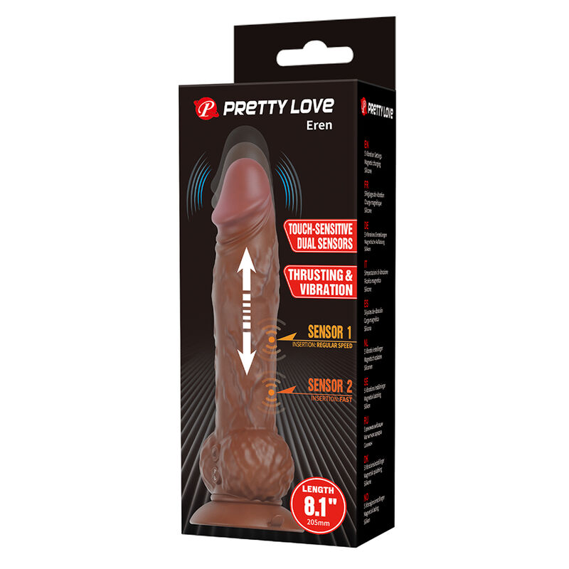 PRETTY LOVE - EREN DILDO VIBRADOR CON EMPUJE 20,5 CM Ø 4,5 CM MARRÓN - Imagen 4