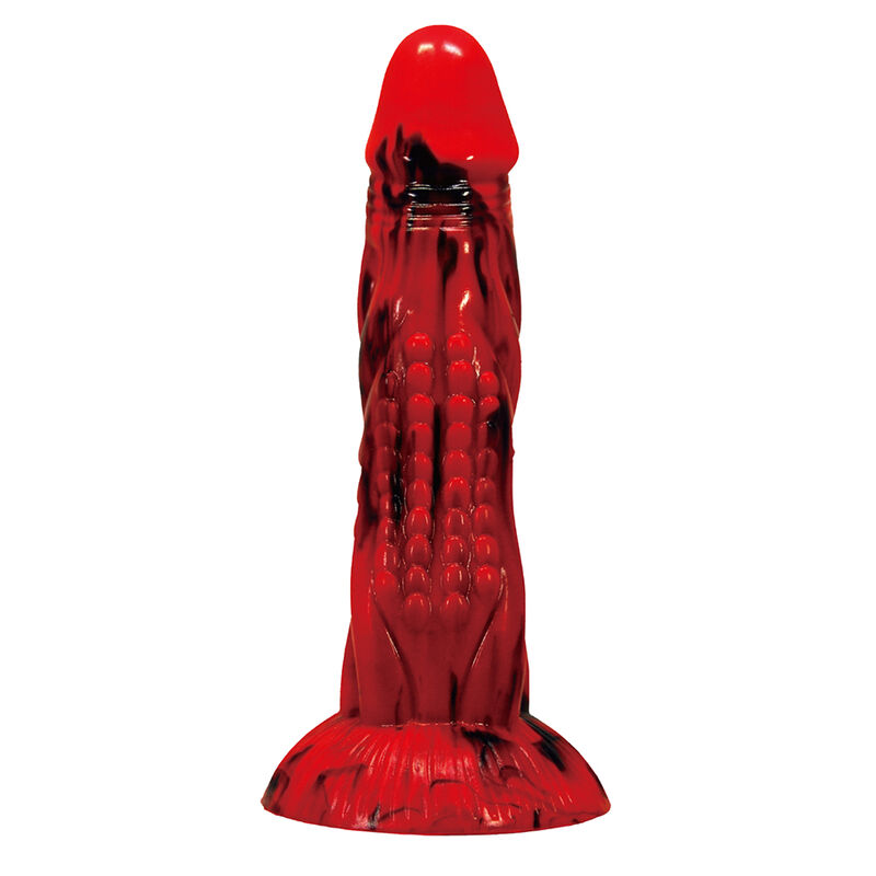 POWER MONSTERS - MINOTAUR DILDO FANTASÍA CON VENTOSA 21 CM Ø 5 CM ROJO Y NEGRO - Imagen 6