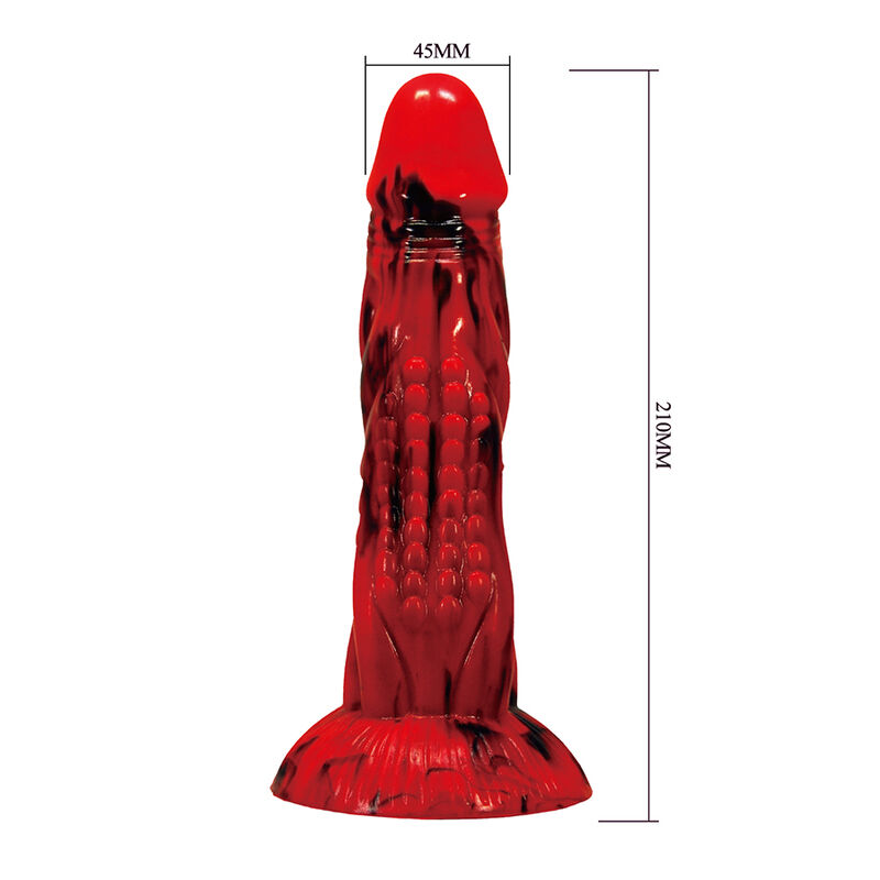 POWER MONSTERS - MINOTAUR DILDO FANTASÍA CON VENTOSA 21 CM Ø 5 CM ROJO Y NEGRO - Imagen 4