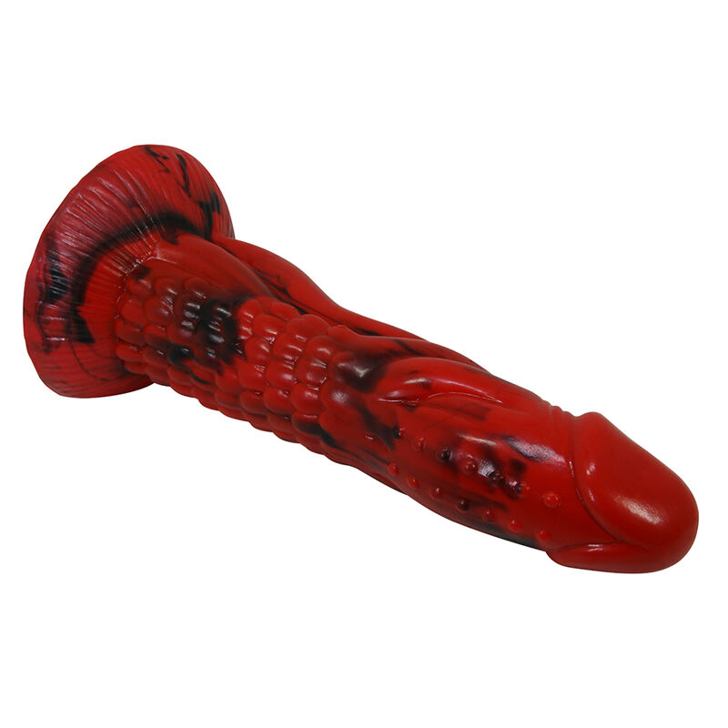 POWER MONSTERS - MINOTAUR DILDO FANTASÍA CON VENTOSA 21 CM Ø 5 CM ROJO Y NEGRO - Imagen 3