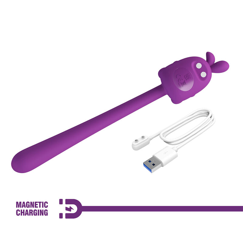 PRETTY LOVE - VIBRADOR FLEXIBLE CUTE BUNNY FLIRTING STICK RECARGABLE USB MORADO - Imagen 5